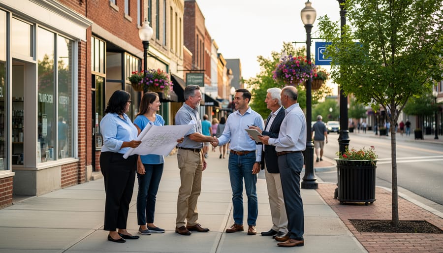 Community members and business owners meeting together on Edmonton Main Street